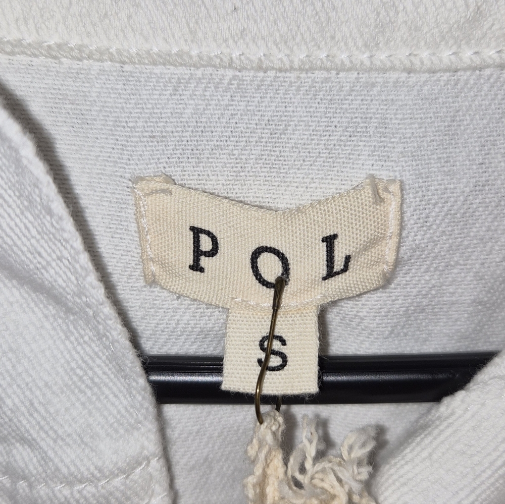 POL Women's White Jean Jacket with Black Floral Design - Picture 4 of 4